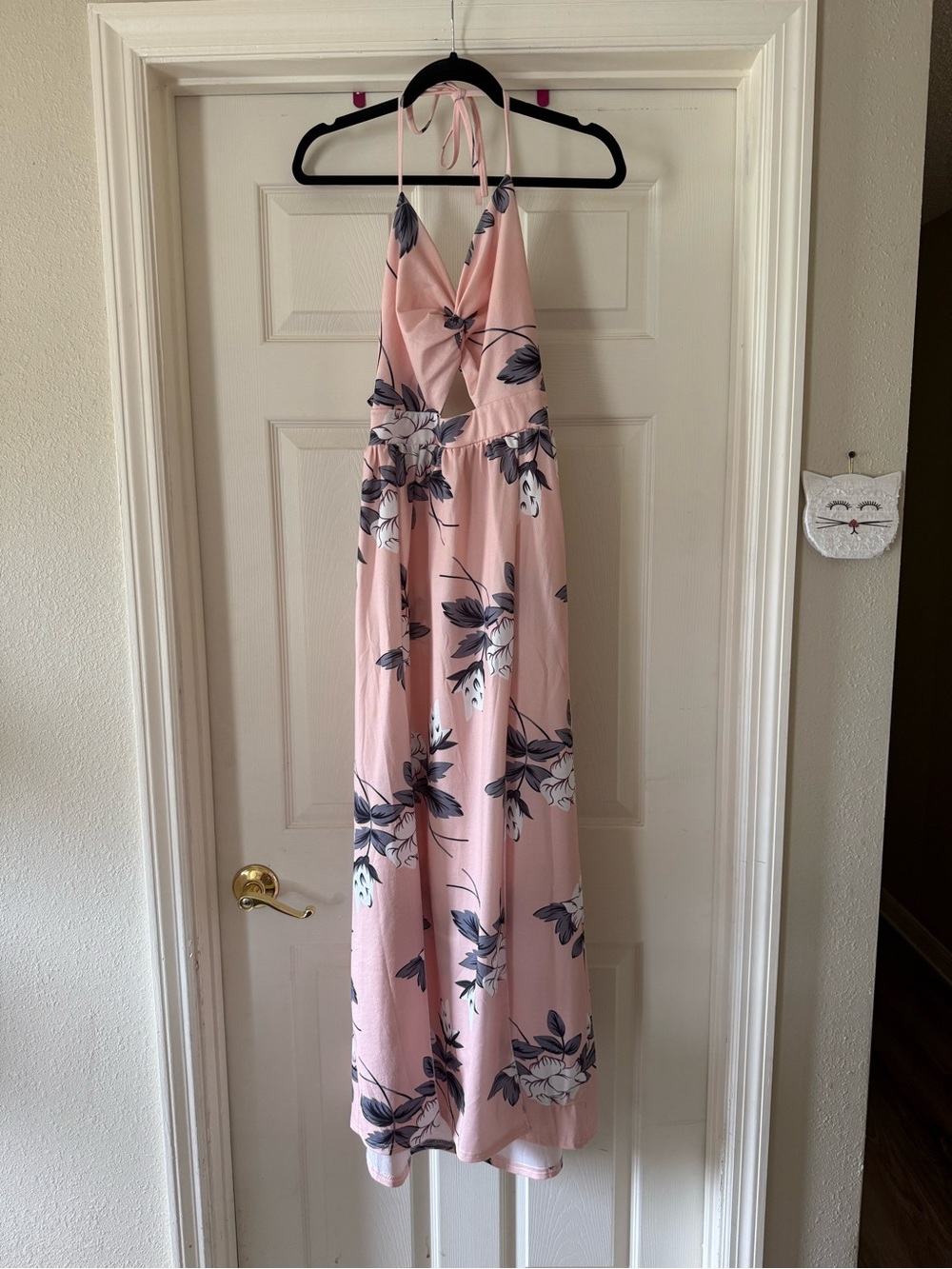 Pink Floral Halter Maxi Dress